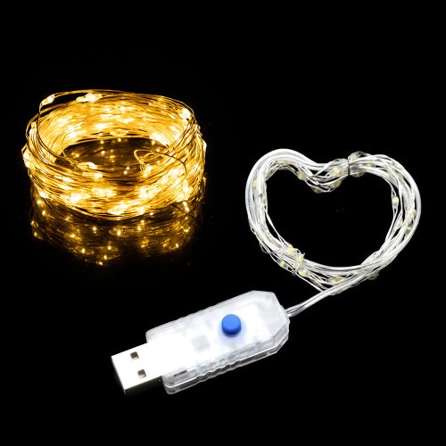 Afbeelding van USB-aangedreven LED koperdraad lichtslingers voor kerst, feesten en buitenverlichting – warm witte garland voor sfeervolle decoratie