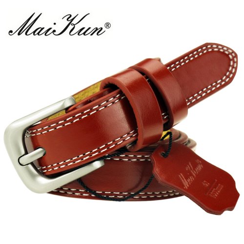 Imagen de Cinturones de cuero genuino de calidad superior para mujeres, faja, cinturón femenino de lujo, cinturón decorativo de cintura Simple, Color caramelo, triangulación de envío