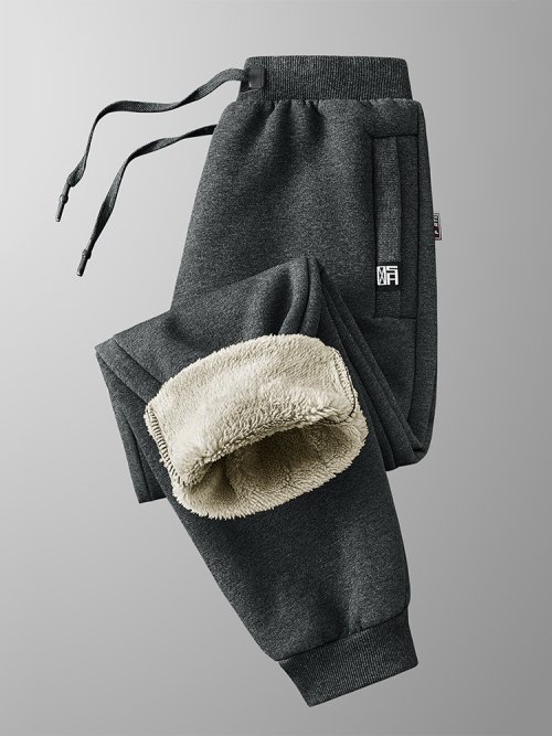 Imagen de Pantalones de Chándal de Invierno para Hombre, Pantalones Deportivos Cálidos y Gruesos de Lana y Algodón con Bolsillos y Cremallera, Tallas Grandes hasta 8XL