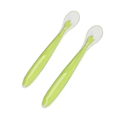 Cuillères d'Apprentissage en Silicone pour Bébé - Ensemble 2 Pièces