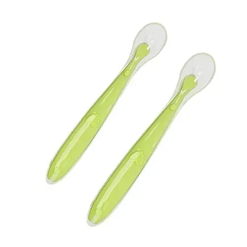 Image de Cuillères d'Apprentissage en Silicone pour Bébé - Ensemble 2 Pièces