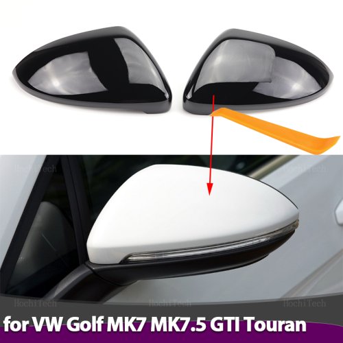 Bild von Rückspiegelabdeckung für den Seitenspiegel, Kohlefasermuster, Schwarz, Ersatz für VW Golf 7 MK7 MK7,5 GTI R GTE GTD 13–20