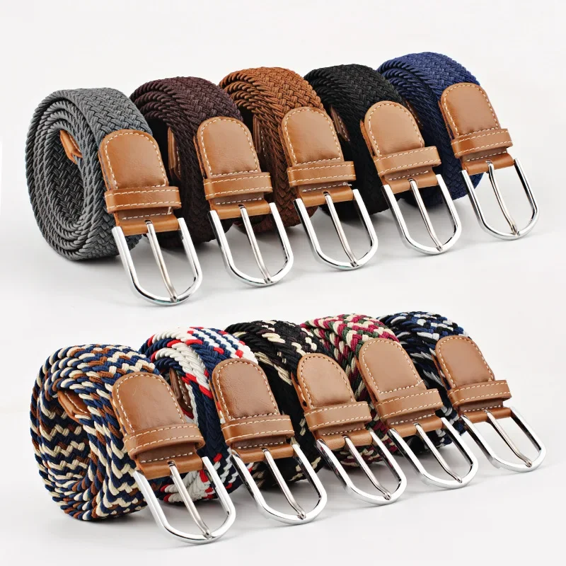 Immagine di Cintura Unisex in Tessuto Intrecciato Elastico con Fibbia ad Ardiglione – Taglie 107, 120, 130 cm, Perfetta per Jeans e Abbigliamento Casual