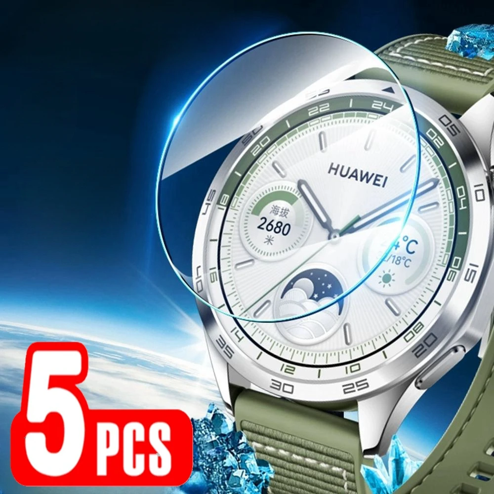 Imagen de Protector de Pantalla de Vidrio Templado para Huawei Watch GT 4 de 46mm y 41mm - Paquete de 5 Unidades, Antiarañazos y Alta Transparencia