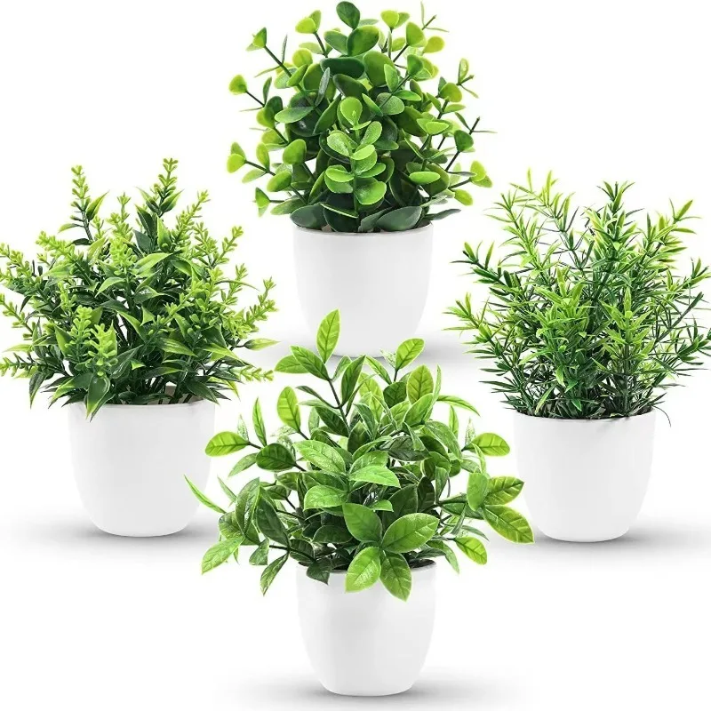 Image of Wholesale Artificial Plant Potted Plants Fake Green Plants Indoor and Outdoor Decorations Plastic Bonsai Home Decorations
