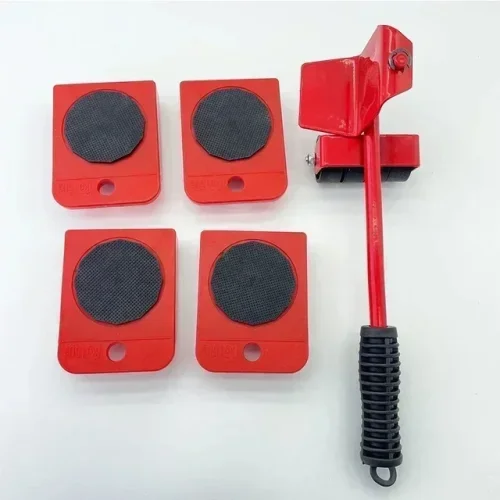 Afbeelding van 5 stks/set Meubelverhuizer Gereedschapsset Zware Voeders Bewegende Roller met Bar Meubelverhuizer Lifter met Wiel Professioneel Verhuisgereedschap