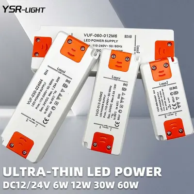 Image de Transformateur LED Ultra Fin 6W-60W - Alimentation DC 12V/24V