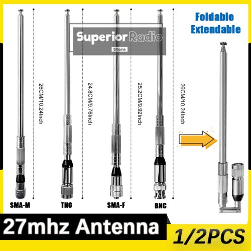 Image de Antenne CB Pliable & Extensible 27 MHz - SMA/F & BNC