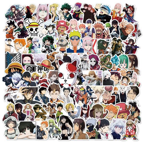 Immagine di Adesivi Anime Mix di Naruto, Jujutsu Kaisen e Attacco dei Giganti - 10, 30, 50 o 100 Pezzi per Laptop, Telefono, Auto e Giocattoli per Bambini