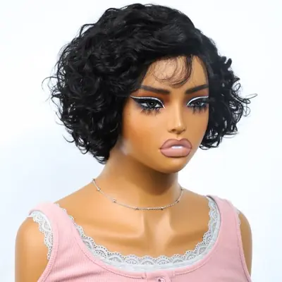 Image de Perruque Dentelle Body Wave Brésilienne - Coupe Pixie Élégante