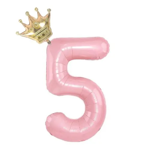 Image de Ballon Numéro Pastel Bleu Rose 32" avec Couronne - Déco Fête Bébé