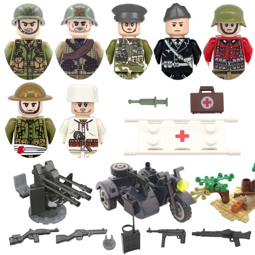 Afbeelding van WW2 Militaire Bouwset: Soldaten & Motorfiets