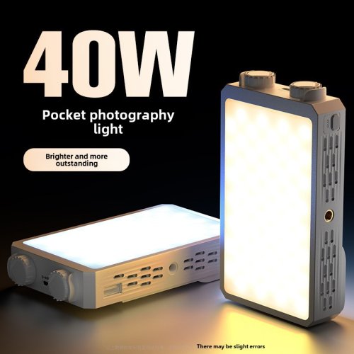 Imagen de Luz de Vídeo LED Portátil de 40W con Batería Recargable Integrada, Mini Luz de Relleno para Fotografía y Grabación de Vídeo, Compatible con Carga de Teléfono Móvil mediante Puerto PD