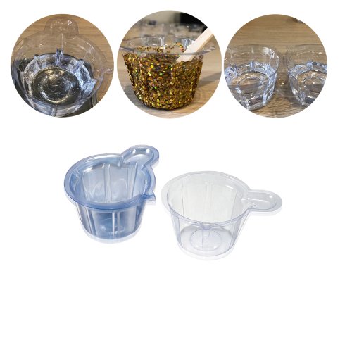 Afbeelding van 200 stuks 40 ml afneembare plastic wegwerpbekers met dispenser voor DIY epoxyhars sieraden en accessoires maken – ideaal voor creatieve projecten