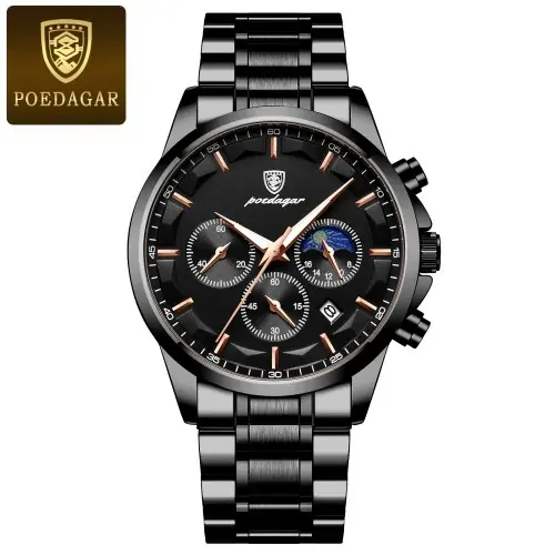 Image de Montre Homme Militaire Lumineuse Étanche - Chronographe Acier Inoxydable
