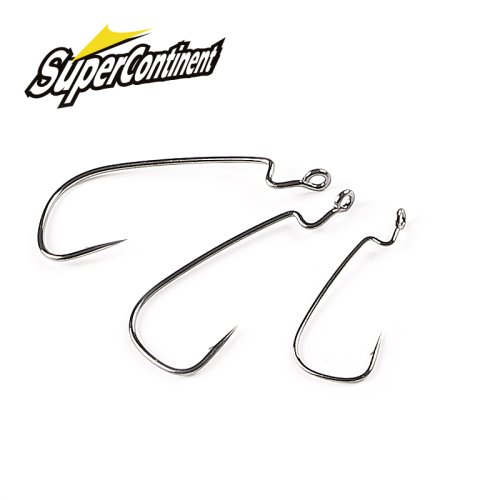 Image of Premium Carbon Steel Offset Worm Hooks with Large Eyes and Heavy-Duty Rings for Ultimate Fishing Performance