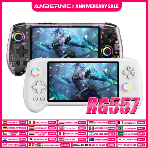 Imagen de Consola de Videojuegos Portátil Anbernic RG557 con Pantalla AMOLED HD de 5.48 Pulgadas, Android 14 y Batería de 5500 mAh con Iluminación RGB