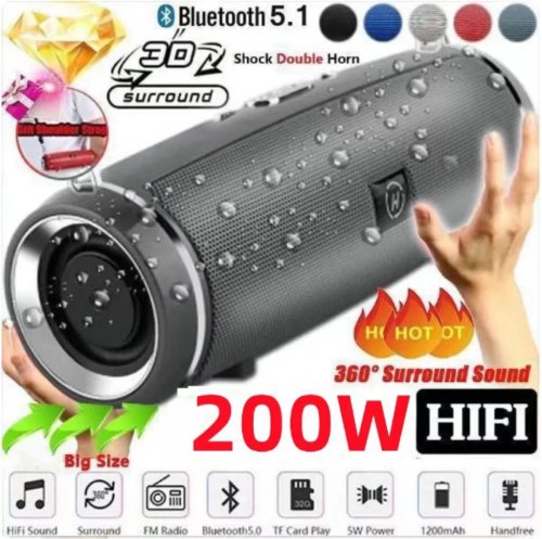 Imagen de Altavoz Bluetooth 200W IPX7 Resistente al Agua - Potencia Máxima para Exteriores