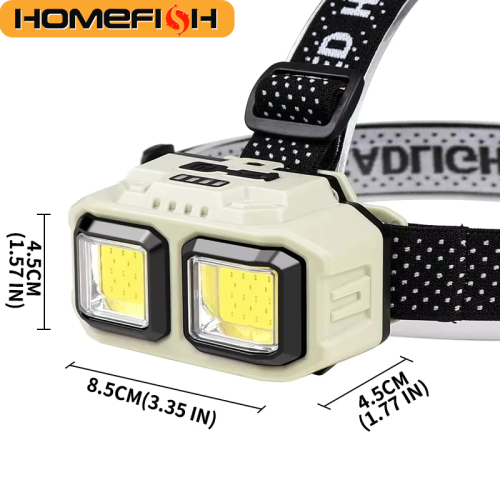 Zdjęcie Latarka czołowa HOMEFISH COB LED z indukcją, ładowana przez USB, mocna latarka robocza do użytku na zewnątrz, na kemping, wędkowanie.