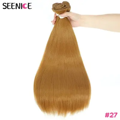 Image de Extensions Cheveux Synthétiques Ombré Brun Gingembre & Rouge Longues