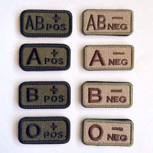 Image de Badges Tactiques Militaires - Patchs de Sang AB+ O- pour Sac à Dos