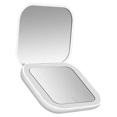 Miroir de maquillage LED pliable 1x/2x - Portable et éclairé