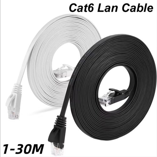 Bild von Hochgeschwindigkeitsweißes flaches Ethernet-Netzwerkkabel CAT6 Flat LAN RJ45 1000 Mbit/s 0,5 M 1 M 1,5 M 2 M 3 M 5 M 10 M 30 M Kabel für PC Laptop