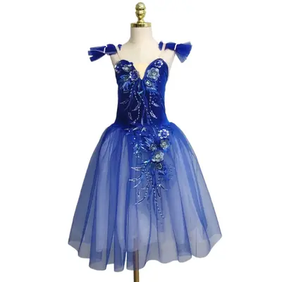 Image de Jupe Tutu Bleue Fleurs 3D - Robe Princesse Danse