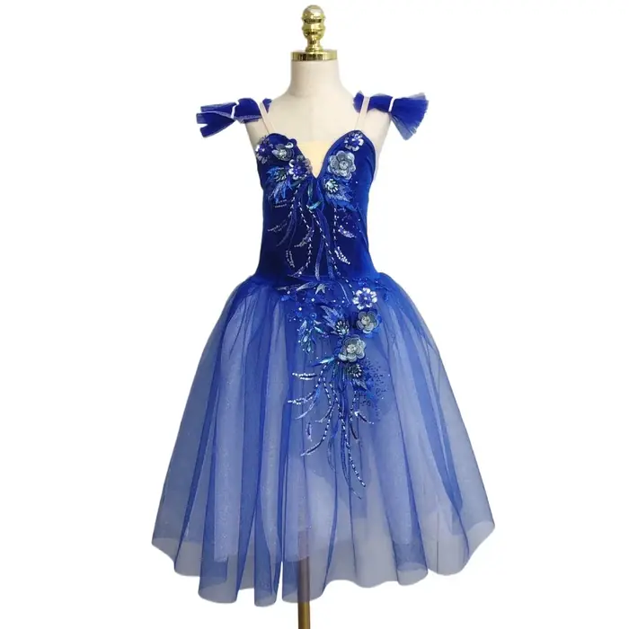 Image de Jupe Tutu Bleue Fleurs 3D - Robe Princesse Danse
