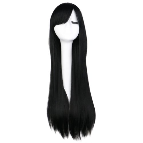 Image of Long Straight Cosplay Wig Black Purple Pink Blue Sliver Gray Blonde White Orange Brown Synthetic Hair Wigs