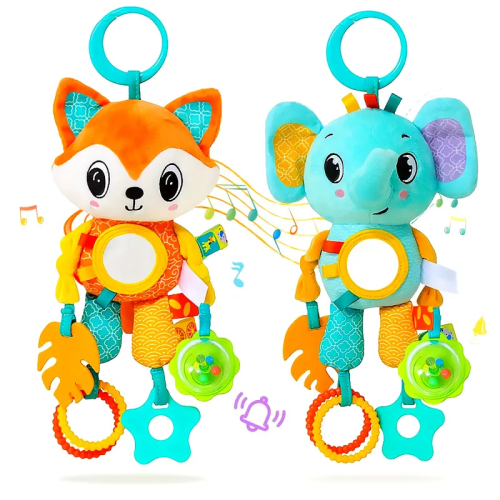 Image of Crib Hanging Rattles Toys Baby Toys Cartoon Animal Spiral Hanging Toy with Ringing Bell Stroller Car Toys for Infant Newborn