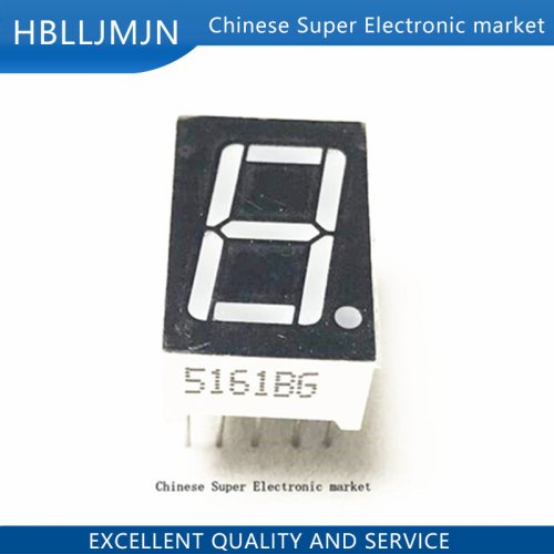 Image of 10-Pack LD5161BG 1-Digit 0.56-inch Green 7-Segment LED Display, Common Anode/Cathode, DIP Package for Electronics Projects