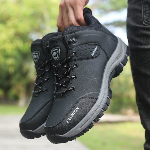 Bild von Retro Herren Wanderschuhe für Frühling Herbst Komfort Atem Anti-Rutsch-Wanderschuhe Outdoor Camping Wasserdichte Arbeitsschuhe Größen 39-46