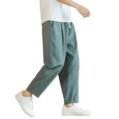 Pantalon Homme Coton Lin Décontracté