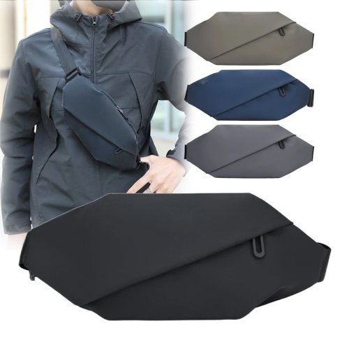 Image of Men's Minimalist Waterproof Waist Bag for Outdoor Sports, Running, Jogging – Stylish Crossbody Belt Pack with Secure Zipper Pockets