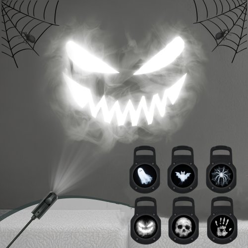 Imagen de Proyector de luz USB para Halloween, luz nocturna de calavera fantasma, patrón conmutable, lámpara de proyector LED para decoración de pared, ventana y techo de habitación