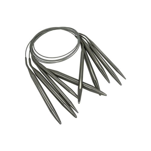 Image of Premium Stainless Steel Circular Knitting Needles & Crochet Hooks Set – 1mm, 5mm, 10mm Sizes for DIY Crafting, Knitting, Crocheting, and Weaving Projects