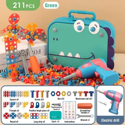 Kit de Construction Dinosaures - Jouet Éducatif avec Perceuse Électrique