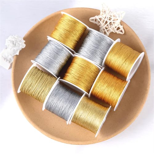 Image de Bracelet Macramé Fil d'Or et Argent - Fournitures pour Bijoux DIY