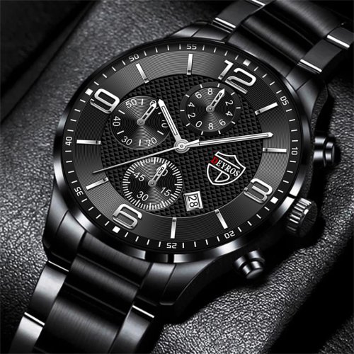 Imagen de Reloj de Lujo para Hombre con Cronógrafo, Cuarzo, Acero Inoxidable y Correa de Cuero con Calendario Luminoso