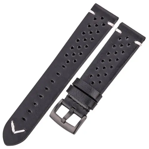 Image de Bracelet Montre Cuir Véritable Respirant - 18 à 24mm