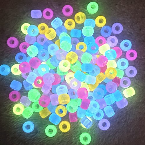 Image of 50-Piece Set of 8x6mm Colorful Luminous Acrylic Beads with Large Holes – Ideal for DIY Jewelry Making, Bracelets, and Fashion Accessories