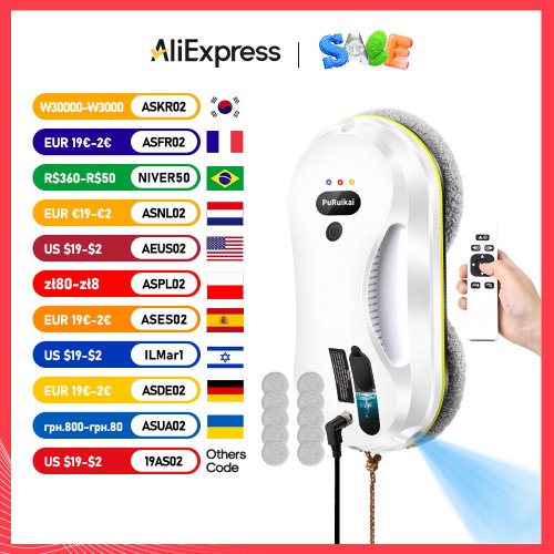 Image de Robot Nettoyeur de Vitres Autonome avec Pulvérisation d'Eau