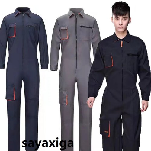 Image of Durable Men's Work Coverall for Mechanics, Welders, and Car Repair Professionals – Heavy-Duty Workshop Jumpsuit with Multiple Pockets and Reinforced Stitching