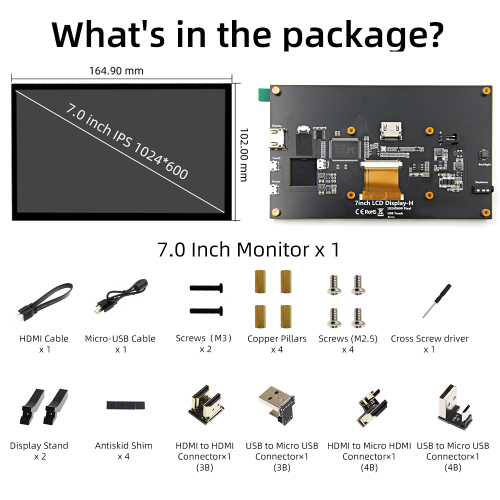 Afbeelding van 7-inch IPS Touchscreen voor Raspberry Pi – HD HDMI Display