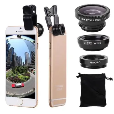 Image de Objectif Téléphone 3-en-1 : Fisheye, Macro & Grand Angle