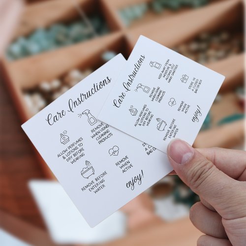 Image de Cartes d'Instructions de Soins pour Bijoux - Blanc & Marron