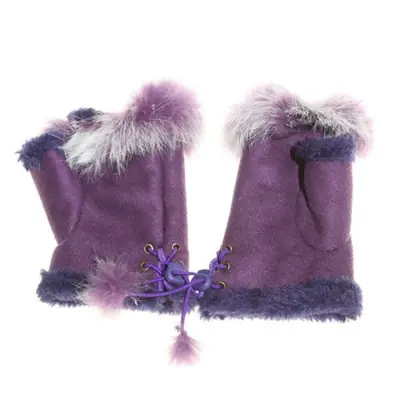 Image de Gants Demi-Doigt en Cuir & Peluche - Élégance Hivernale