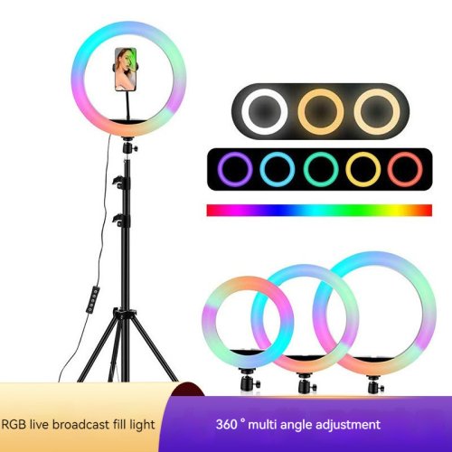 Zdjęcie Pełnokolorowa lampa pierścieniowa LED do telefonu komórkowego – idealna do selfie, zdjęć i transmisji na żywo w rozmiarach 20 cm, 26 cm i 33 cm