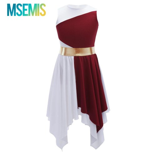 Image of Girls' Christian Lyrical Ballet Dance Costumes – Praise Church Dress, Liturgical Tunic, Kids Dancewear for Worship & Parties